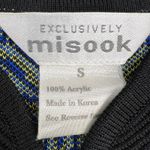 Misook  Paisley Knit Zip Up Hip Length Cardigan Sweater Black Blue Yellow Size S Photo 3