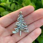 Small Silver Rhinestone Christmas Tree Brooch/Pin Photo 3
