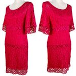 Laundry by Shelli Segal  Dress 8 Red Lace Lined Floral Photo 2