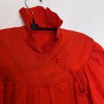 Women’s Red High Collar Asymmetrical Button Front Vintage Cottagecore Top Sz Lg Photo 1