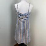 Doe & Rae Blue Striped Button Down Dress Cross Lace Back Medium Photo 7