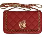 Badgley Mischka Quilted Crossbody braided chain Red Large Photo 4