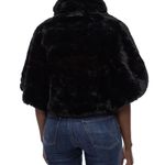 Nina Leonard Collared Cap Sleeve One Button Closure Faux Fur Cape Photo 1