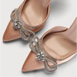 Lulus Lullie Rose Gold Satin Rhinestone Ankle Strap Pointed-Toe Pumps sz 8 Photo 2