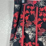 Y2K Butterfly Midi Skirt Womens Medium Tease Zen Asian Inspired Red Black Goth Photo 1