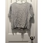 Madewell  Women's Novel Striped Tie Front V Neck Short Sleeve Top Blouse Medium Photo 4