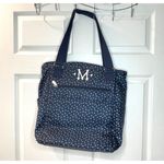 Thirty One Take Two Tote Backpack Navy Dancing Dot Embroidered "M" Diaper Bag Blue Photo 1