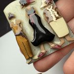 Various Figures Signed People Pins By Lucinda Brooch Pin Lot Of 3 Photo 5