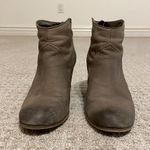 Brass Plum Taupe Ombre Toe Leather Heeled Zip Up Fringe Booties Size 9 Photo 3