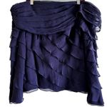 Tadashi Shoji  100% Silk Blouse Off Shoulder Ruffle Tiered Purple 16 NWT Photo 0