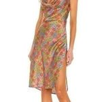 Frankies Bikinis, silk, spandex blend, tie spaghetti strap, midi slip dress L Pink Size L Photo 0