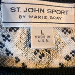 St. John Sport Knit Sweater 3/4 Sleeve Boat Neck Black Gold Geometric L USA Size L Photo 3