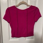 SO  Pink Cropped Ruffled T-Shirt Photo 2