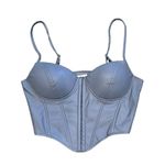 Say What? NWT Say What Light Blue Padded Cropped Bustier Top Front Closure Adj. Straps L Photo 1