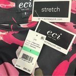 ECI NWT New York Black Purple Floral Print Scuba 3/4 Sleeve Midi Dress Size 8 Photo 5