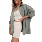 12th Tribe Nashville nights oversized olive shacket One Size Photo 8