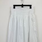 Madewell Smocked Waist Poplin Midi Skirt White A Line Cotton Pockets Large NWT Photo 13