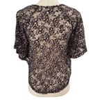 Kirra ‎ Top Womens XS Black Mesh Lace Ditsy Floral Stretch Sheer Oversized Blouse Photo 1