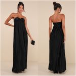 Lulus LULU’S Remarkable Beauty Black Satin Plisse Strapless Maxi Dress Photo 1