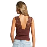 Free People  BROWN LACE LOUNGE CAMI TOP SMALL NEW WITH TAG Photo 4