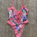 Victoria's Secret Vintage Victoria’s Secret Gold Label One Piece Coral Floral Lingerie Medium Photo 4