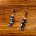 Handmade  Black Pearl and Chalcedony Drop Earrings Photo 1