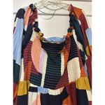 Eloquii New Eloquiii Abstract Long Sleeve Smocked Square Neck Ruffle Maxi Dress Size 26 Photo 2