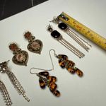 Dangle Drop Pierced Earrings Bead Enamel Rhinestone Mixed Variety Lot Of 4 Photo 1