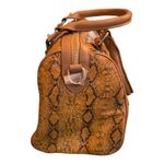 Terzetto Leather Satchel Bag Purse Brown Embossed Snakeskin Animal Print NWT Photo 3