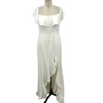 Jay‎ Godfrey Balon White Ruffle Shoulder Long Crepe Gown Size 6 Photo 2