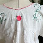 Vintage Mexican Embroidered Floral Dress – White Boho Peasant Midi Festival Size M Photo 10