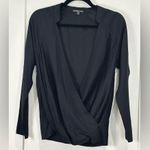 James Perse Sandifer Blouse Long Sleeve Faux Wrap Black 0 XS Whimsigoth Classic Photo 6