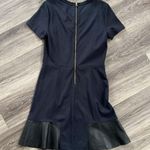 Club Monaco  Black Navy Dress 12 Mini Chic Leather Trim Cocktail Photo 3