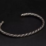 Sterling Silver Vintage Twisted Cable  Braided Cuff Bangle Photo 4