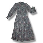 Vintage J.G. Hook Paisley Pleated Skirt Mock Neck Maxi Dress Green Multi 4 Photo 12