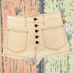 We The Free Free People Denim Jean Shorts New  27 Button Fly High Waist Ivory Photo 4