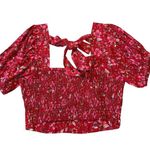 Band of the Free Joelle Crimson Floral Smocked Top Boho Puff Sleeve Smocked L Red Size L Photo 3
