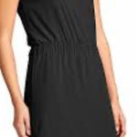 Athleta  Redondo Cap Sleeve T Shirt Essential Tee Dress Ruched Waist Pockets S/S Black Large Photo 0