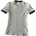 ZARA  White Ribbed Top with Navy Trim Ringer Photo 3