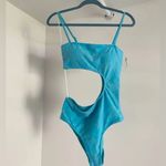 Aerie NWT  Terry Cut Out Strapless One Piece Swimsuit in Big Sur XL Photo 3