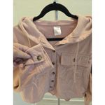 No Boundaries  Women's Juniors L Pink Corduroy Hooded Cropped Jacket Y2K Shacket Photo 3