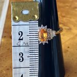 Natural Orange Garnet Sterling Silver Halo Ring Size 7 Gold Photo 6