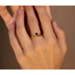 Boutique NEW‎ Dainty 14k Gold Plated Silvet Black Melee Ring Size 5.5 Photo 8