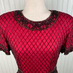 Papell Boutique Vintage 80s  Evening Red Silk Beaded Top Women's Size Large Photo 2
