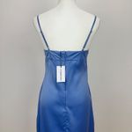 We Wore What  Cowl Midi Slip Dress Satin Charmeuse Slate Blue Classic US 2 NWT Photo 6