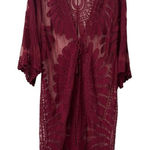 Everleigh Size M Burgundy Red Lace‎ Open Front Duster Bohemian Peasant Formal Size M Photo 0