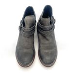 Free People  Braeburn Distressed Gray Leather Ankle Boots 37 Double Buckle Strap Photo 8