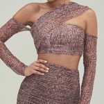 Mistress Rocks New Animal Print Ruched Mesh One Shoulder Crop Top Photo 0