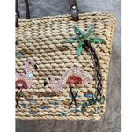 Capelli New York Wicker Shoulder Bag Pink Sequined Flamingos Tropical Photo 2