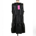 Betsey Johnson Black Faux Leather Punk Goth Retro Ruffled Dress Size L Large NWT Photo 3